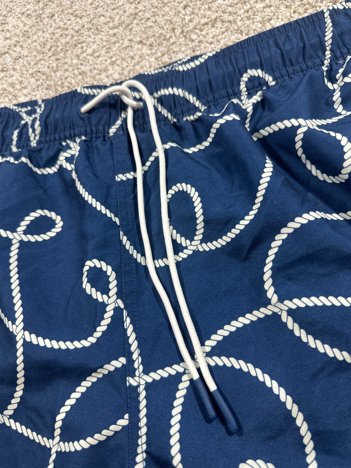 Goodfellow & Co 5 inch swim trunks men's XL navy rope print