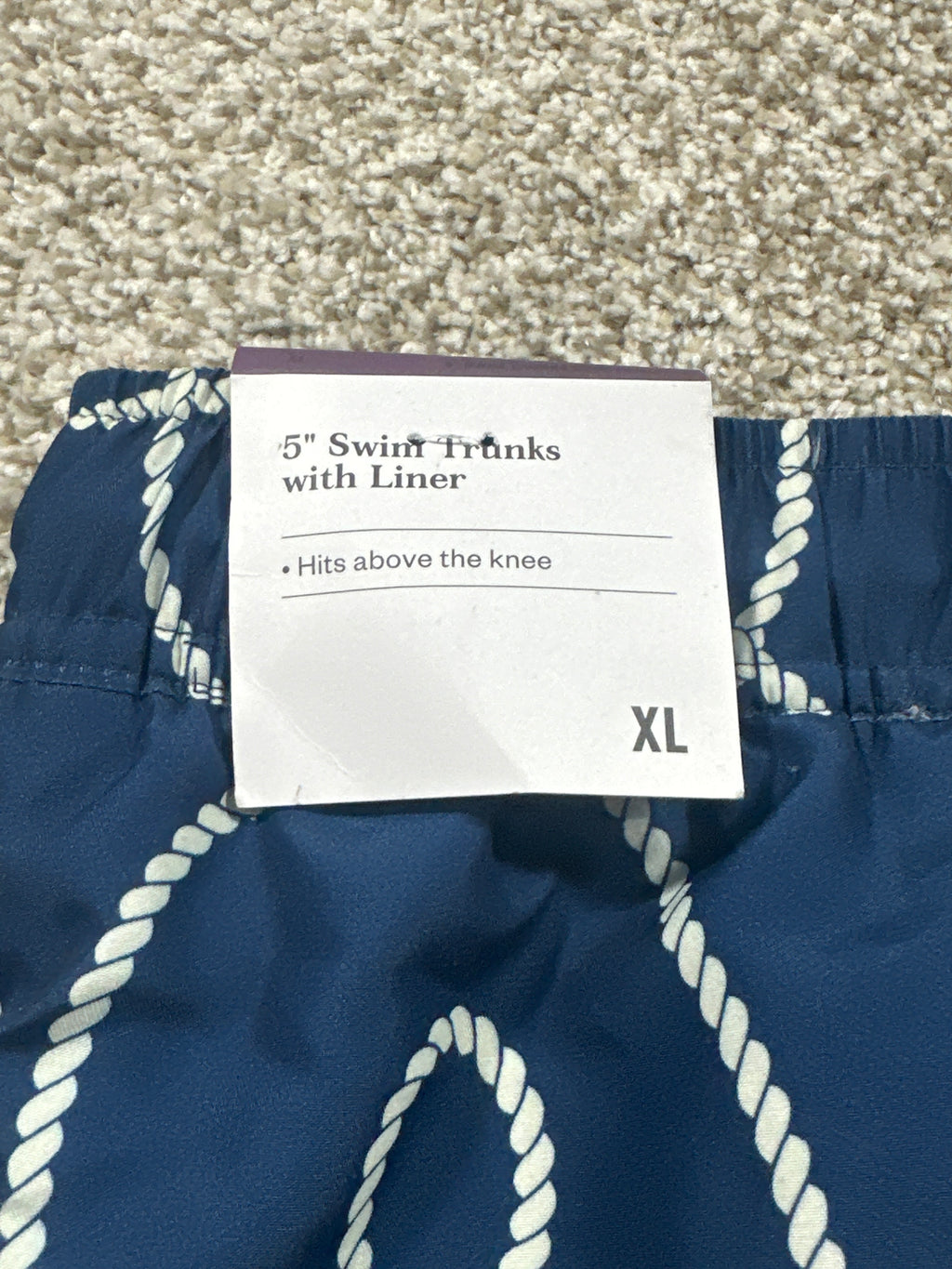 Goodfellow & Co 5 inch swim trunks men's XL navy rope print