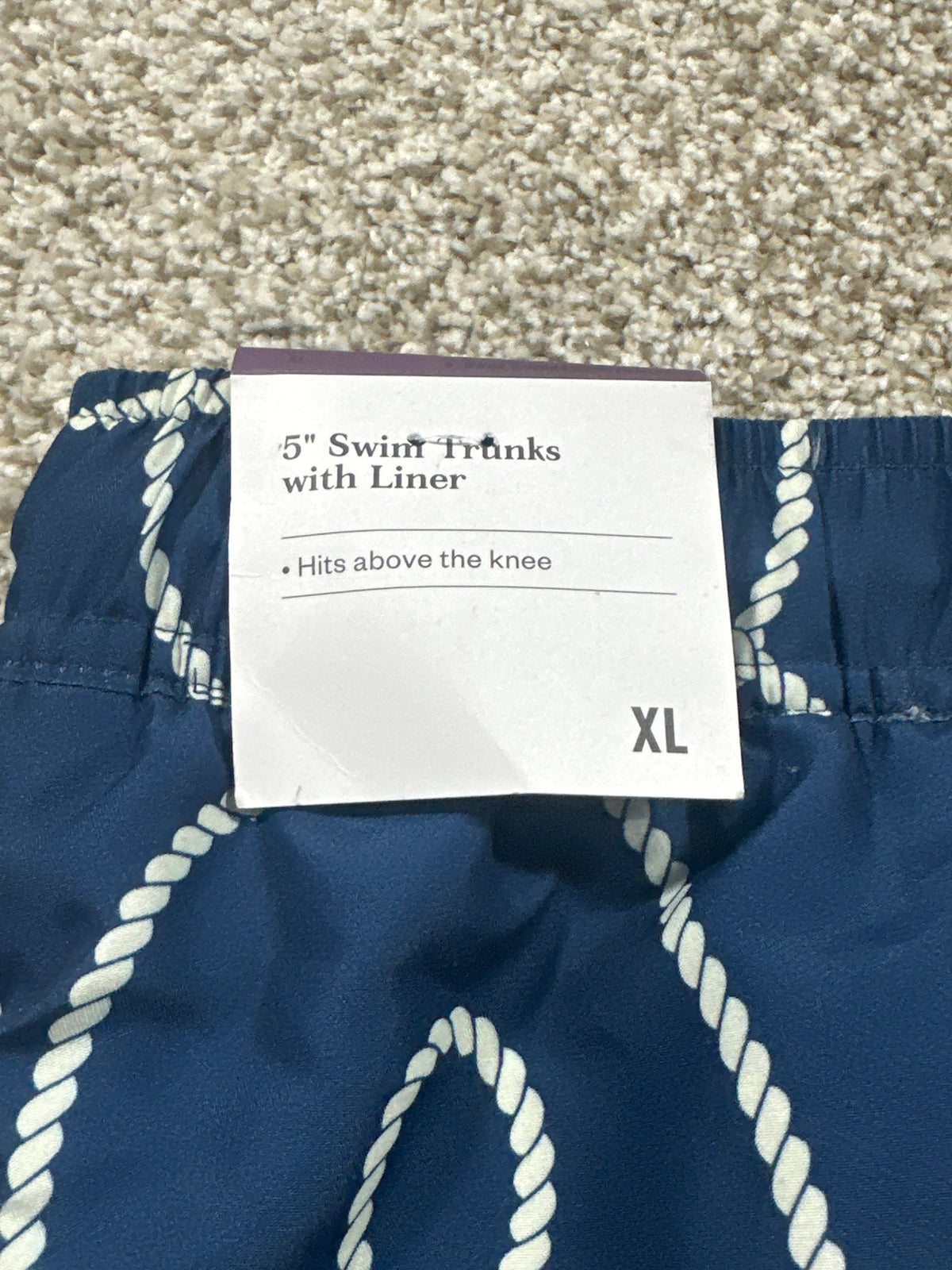 Goodfellow & Co 5 inch swim trunks men's XL navy rope print