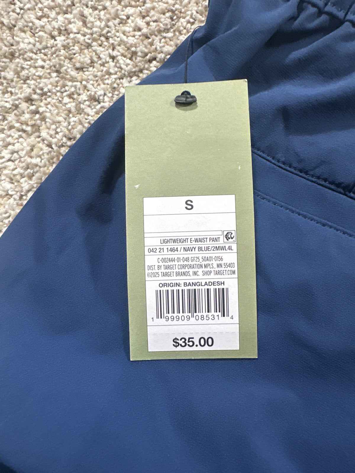 Goodfellow & Co lightweight elastic waist pull-on pants men's small navy blue