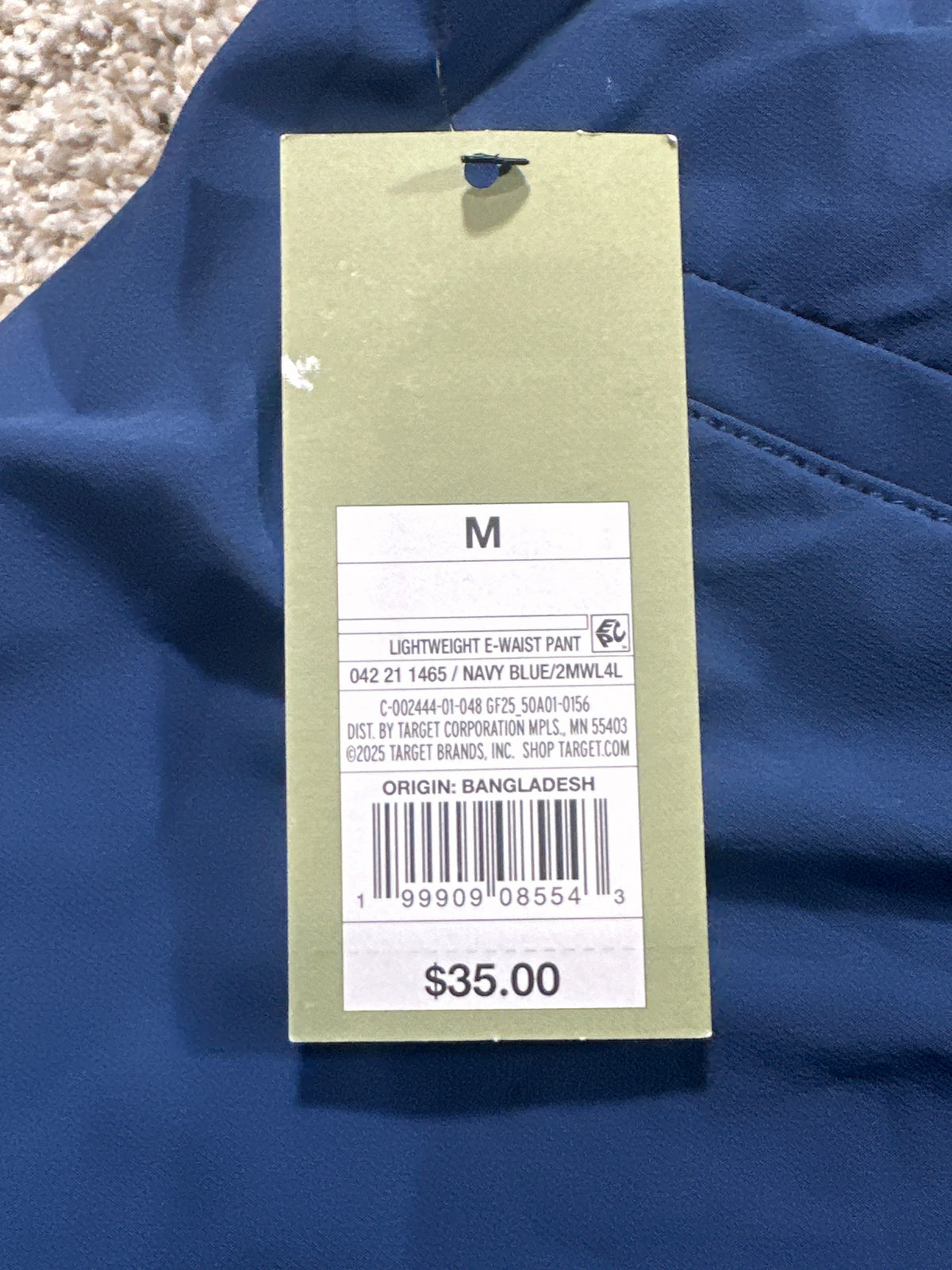 Goodfellow & Co lightweight elastic waist pull-on pants men's medium navy blue