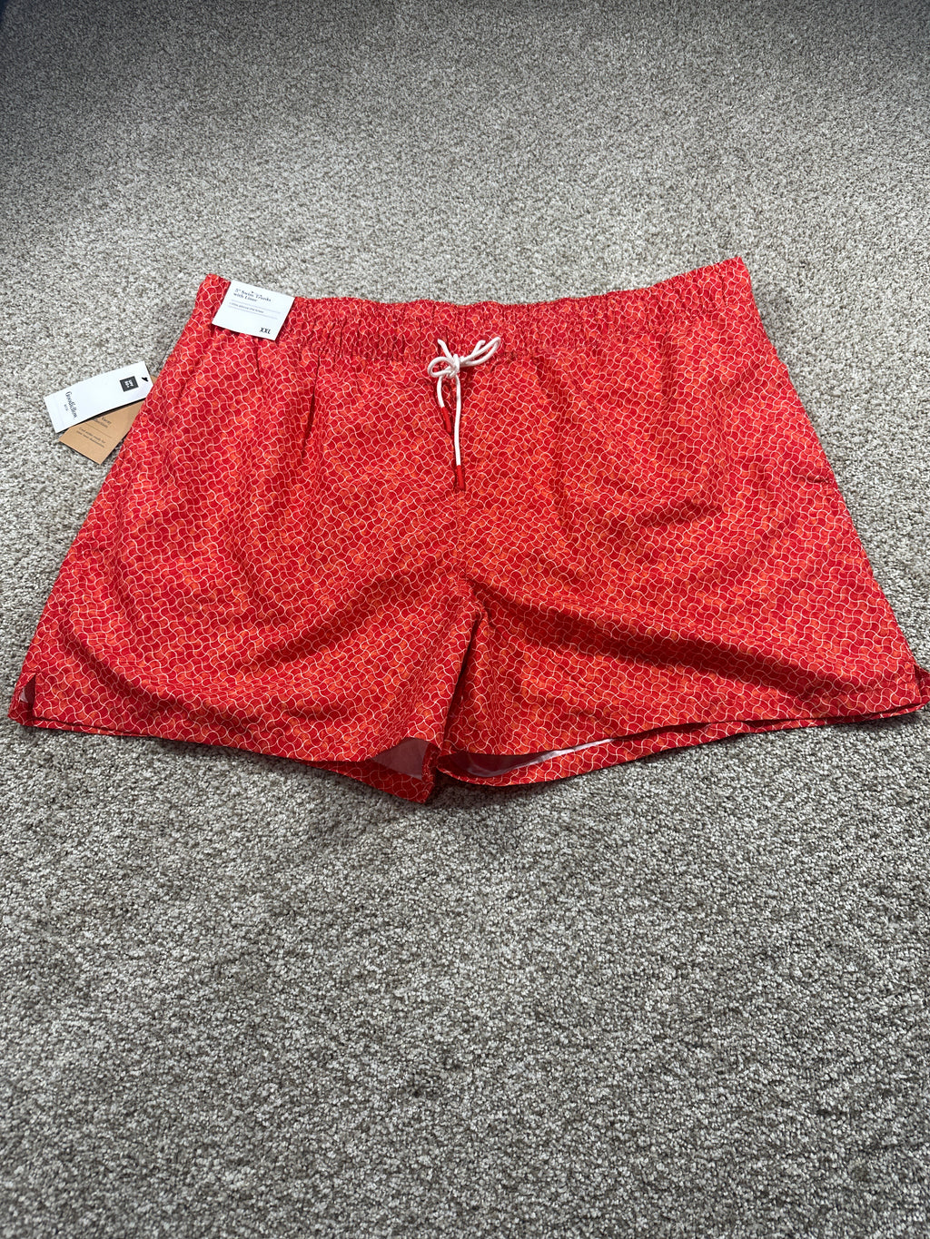 Goodfellow & Co 5-inch swim trunks with liner men's XXL red mosaic