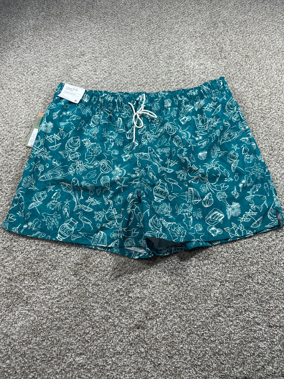 Goodfellow & Co 5-inch swim trunks with liner men's XL teal scenic