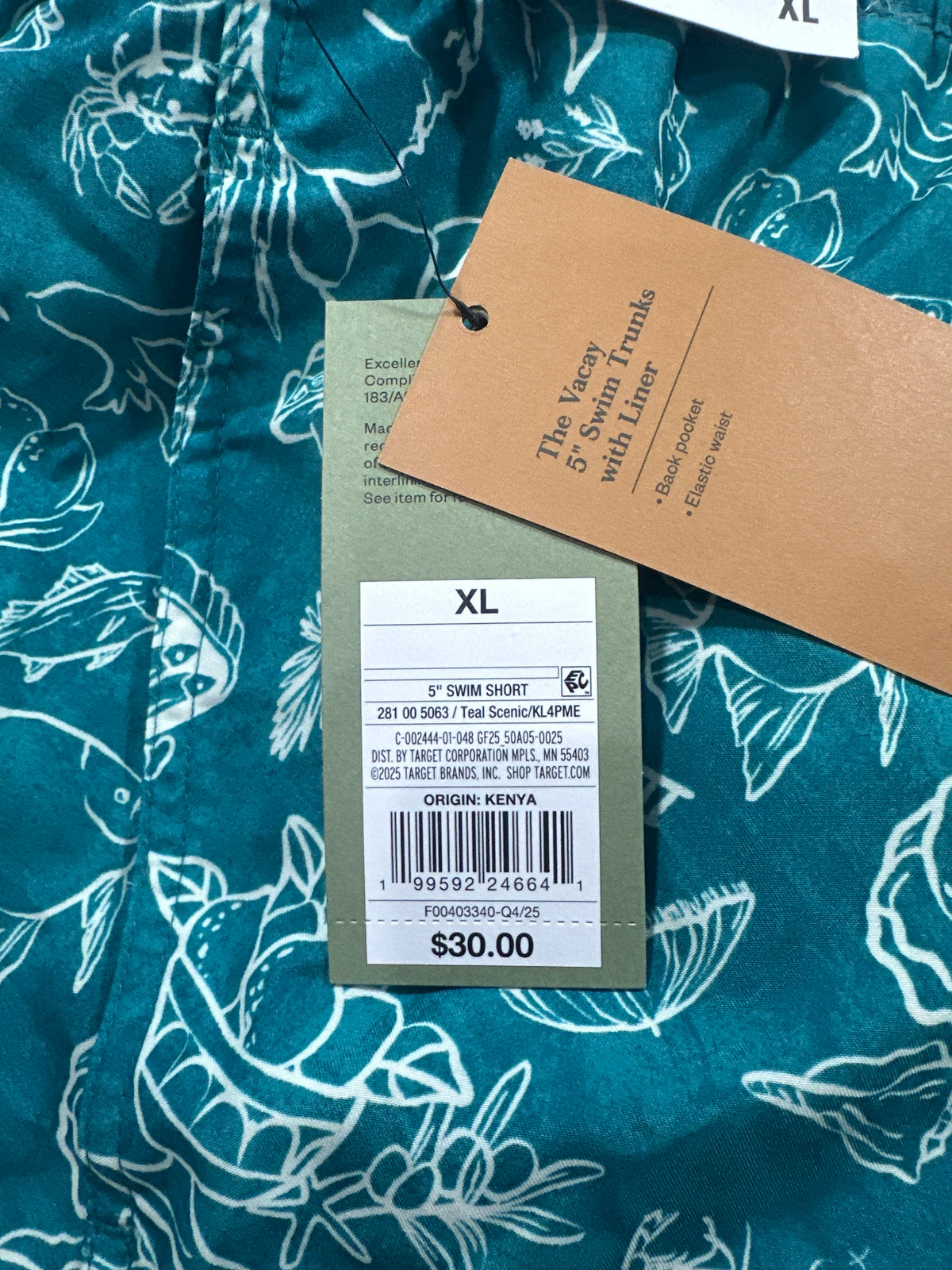 Goodfellow & Co 5-inch swim trunks with liner men's XL teal scenic