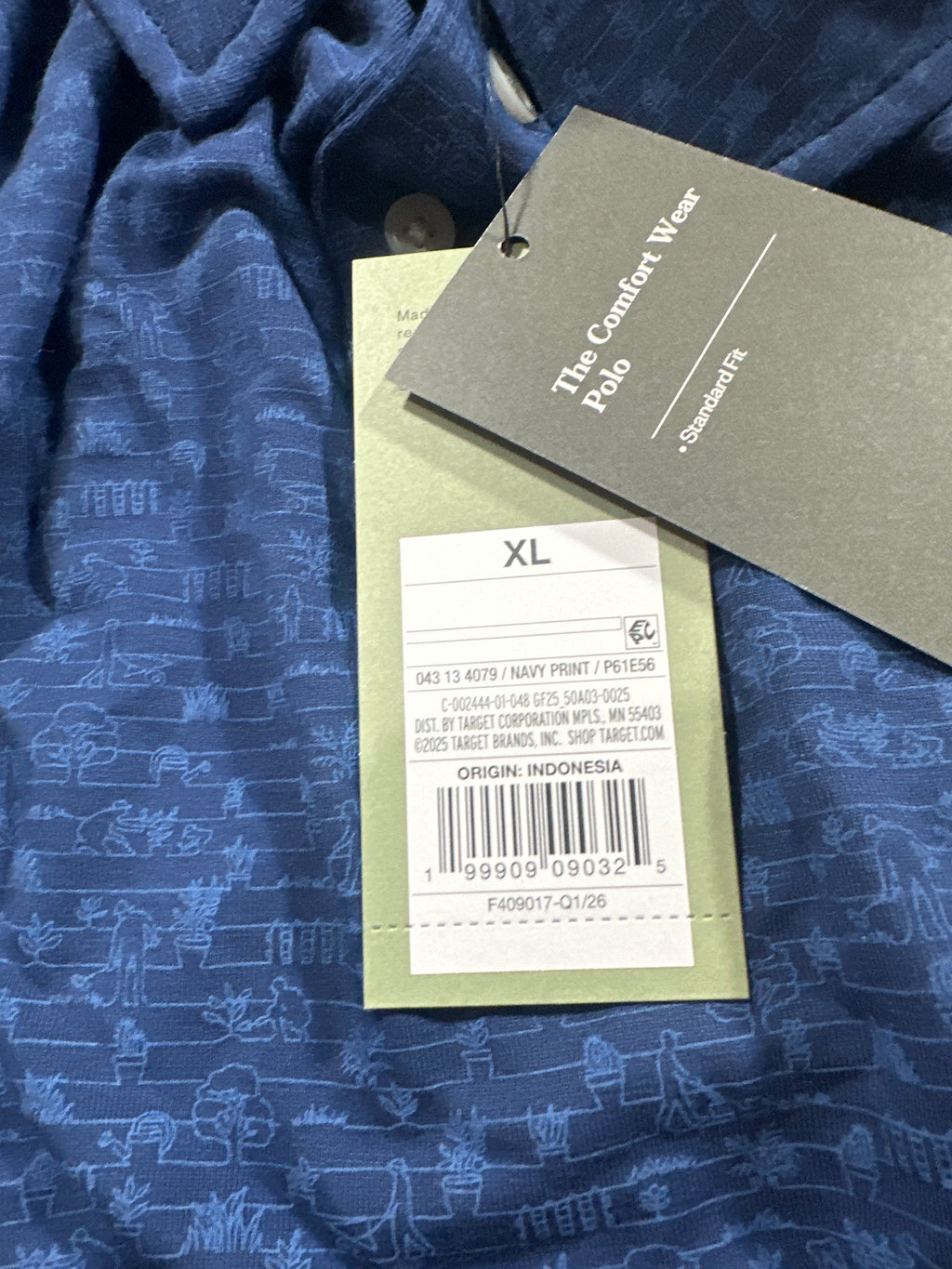 Goodfellow & Co Comfort Wear polo men's XL navy print
