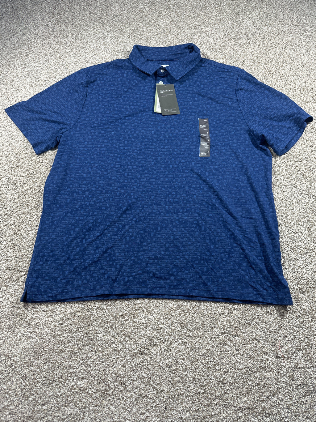 Goodfellow & Co Comfort Wear polo men's large navy print