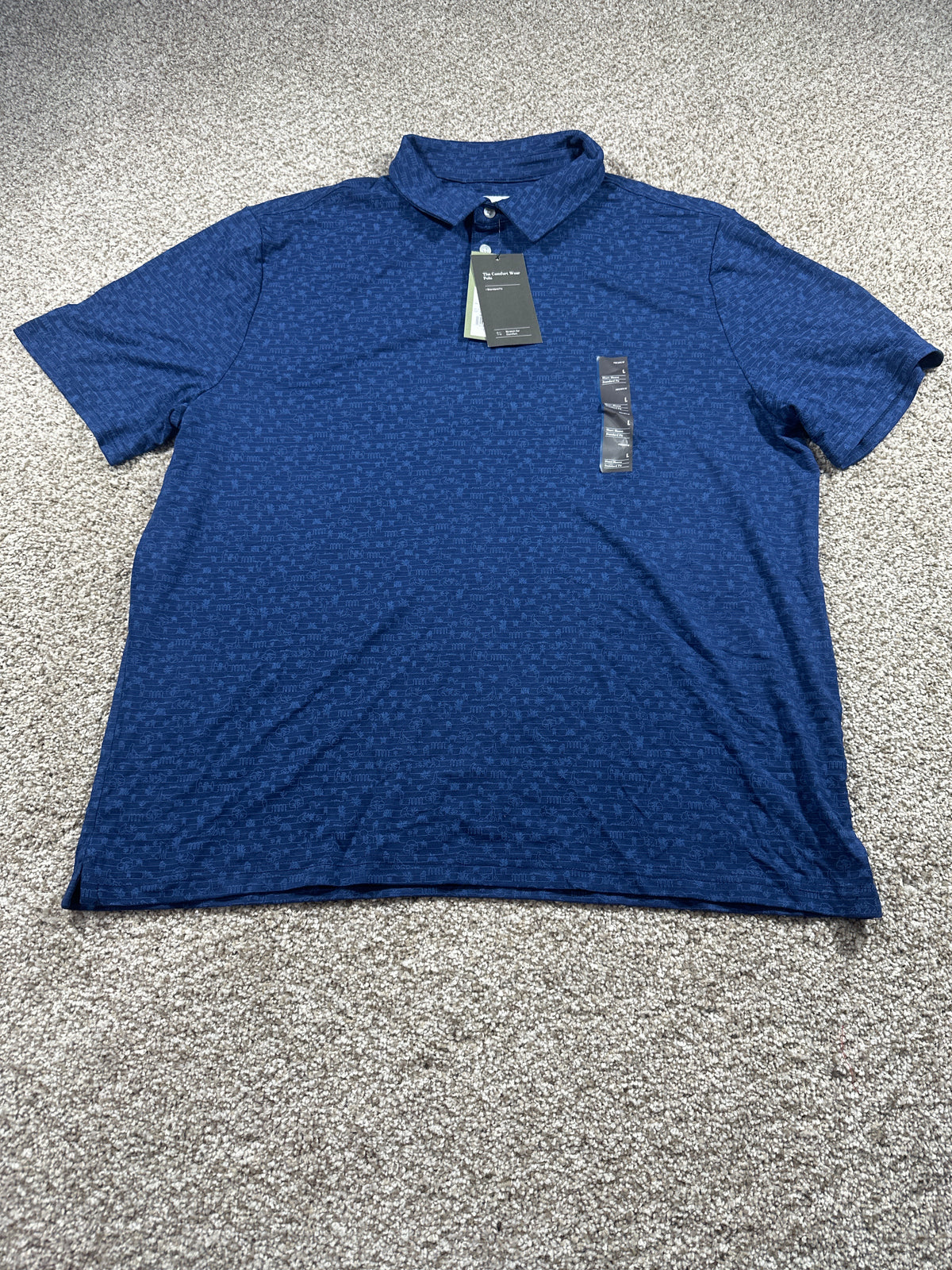 Goodfellow & Co Comfort Wear polo men's large navy print