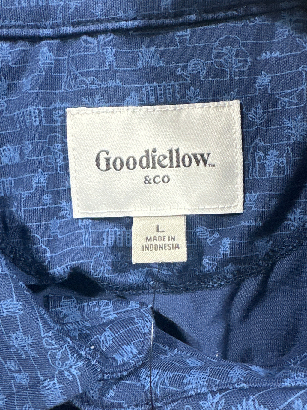 Goodfellow & Co Comfort Wear polo men's large navy print