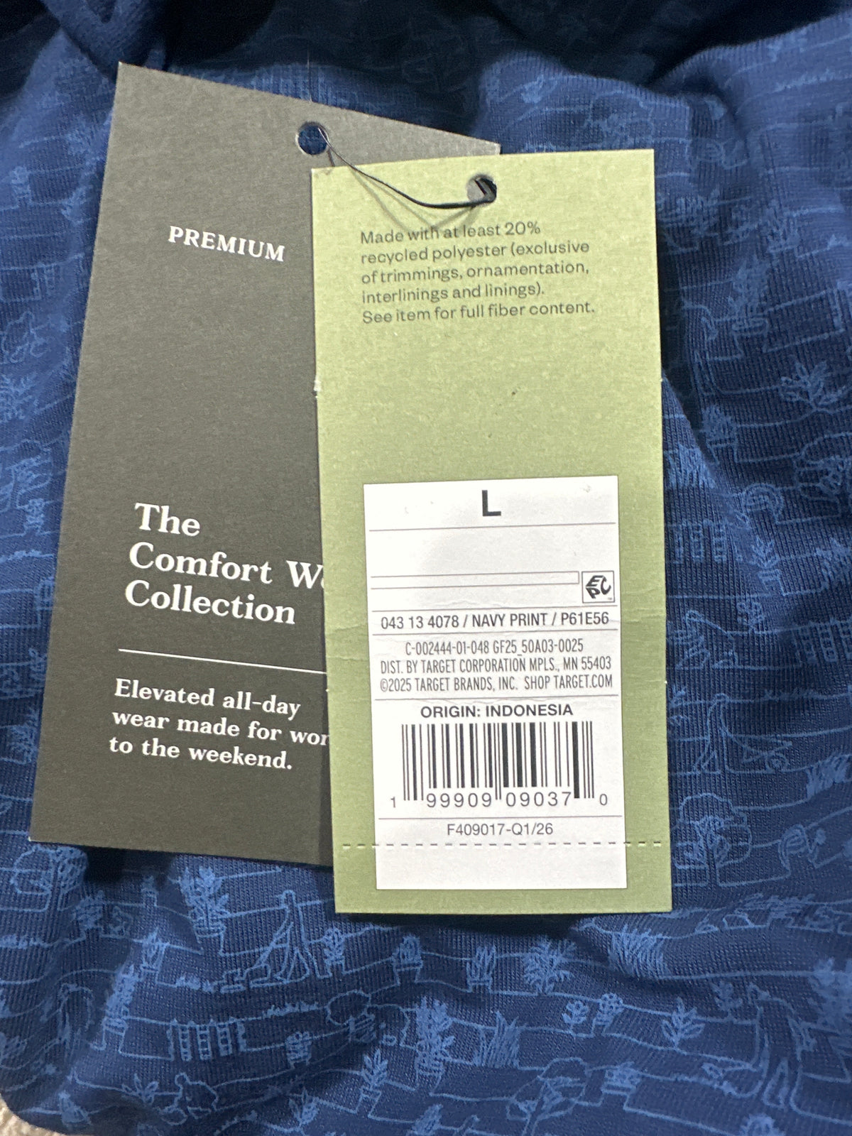 Goodfellow & Co Comfort Wear polo men's large navy print