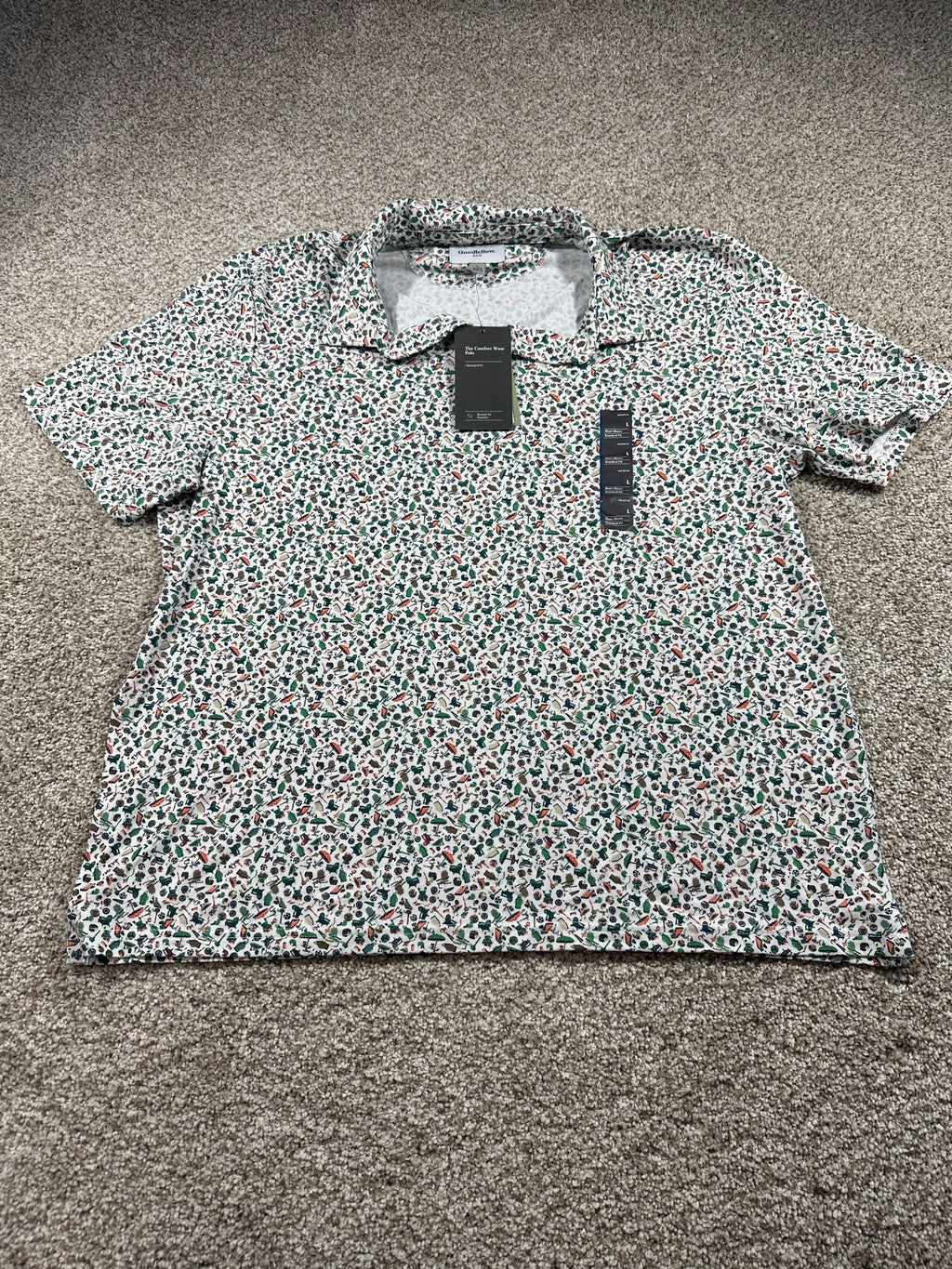 Goodfellow & Co Comfort Wear polo men's large white print