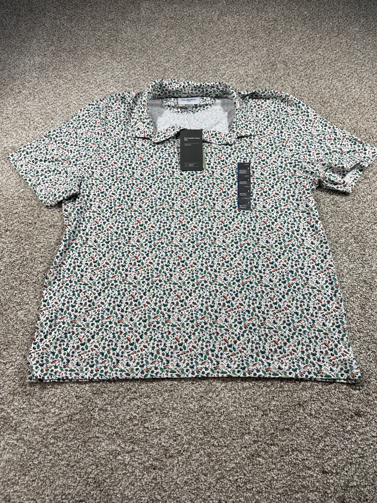 Goodfellow & Co Comfort Wear polo men's large white print