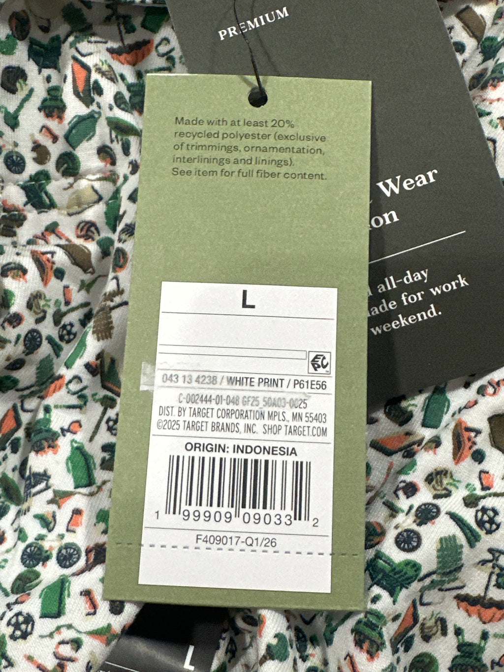 Goodfellow & Co Comfort Wear polo men's large white print