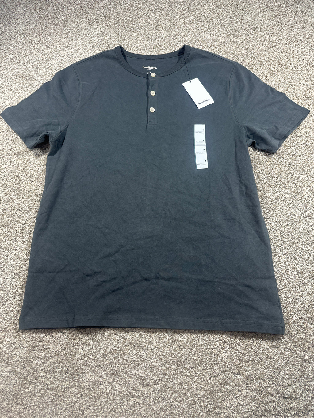 Goodfellow & Co vintage henley T-shirt men's medium charcoal gray