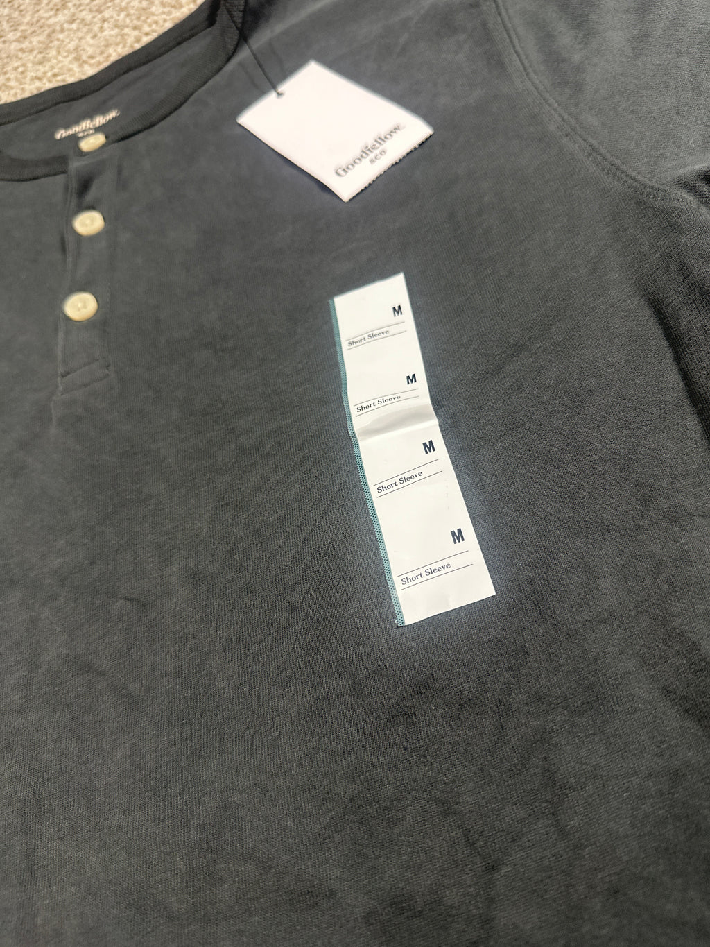 Goodfellow & Co vintage henley T-shirt men's medium charcoal gray
