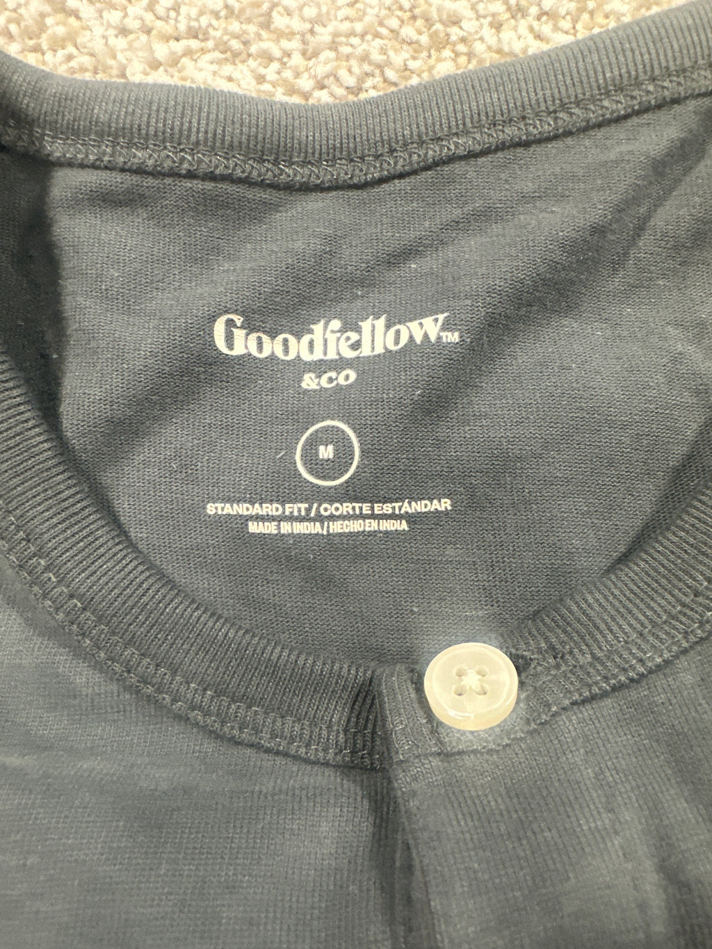 Goodfellow & Co vintage henley T-shirt men's medium charcoal gray