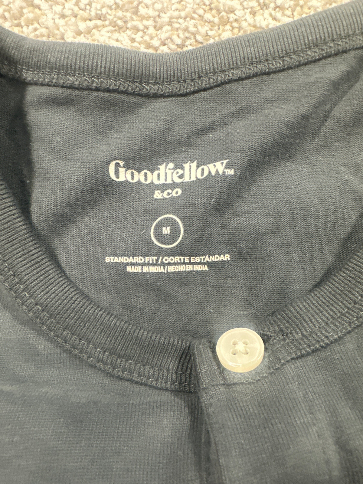 Goodfellow & Co vintage henley T-shirt men's medium charcoal gray