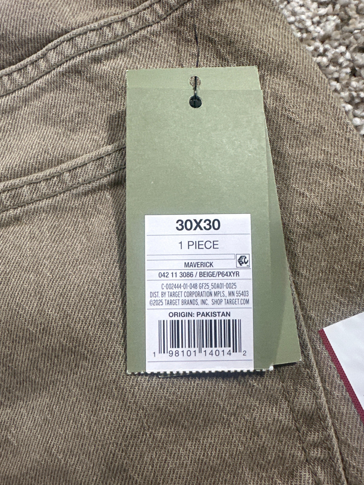 Goodfellow & Co Maverick men's relaxed straight jeans 30x30 beige