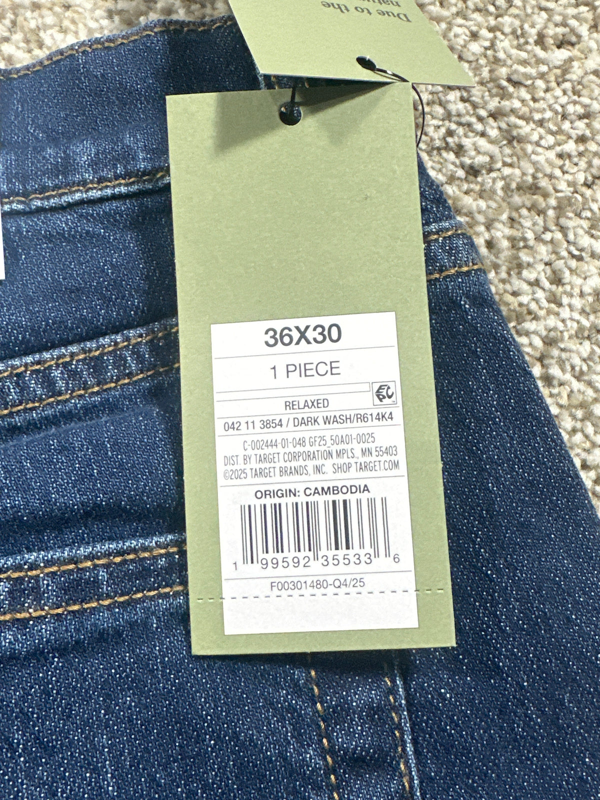Goodfellow & Co Men's Relaxed Fit Jeans Dark Wash Size 36x30