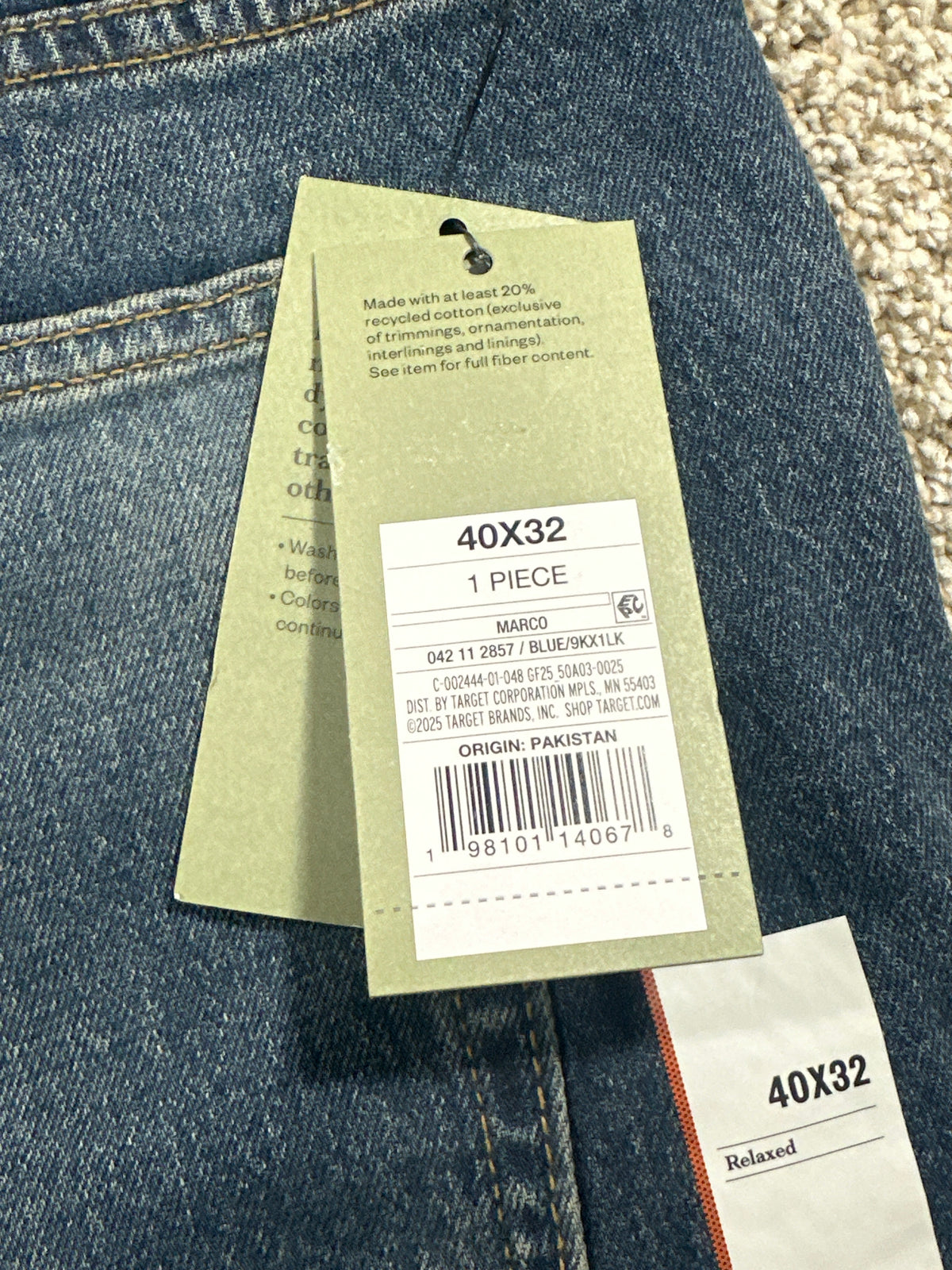 Goodfellow & Co Marco Relaxed Fit Jeans Indigo Blue Size 40x32