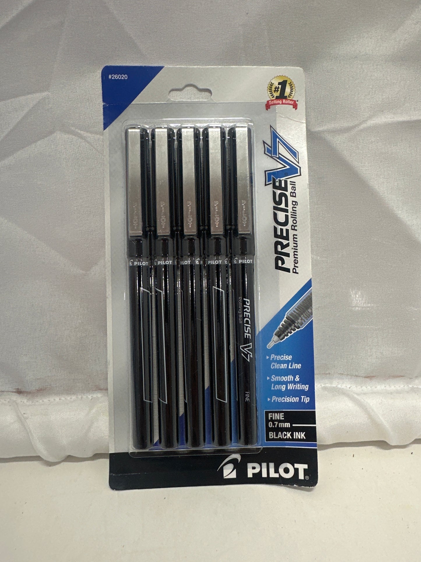 5 Pack Pilot V7 Fine Rollerball Pen, Black Ink, Rolling Ball Pens