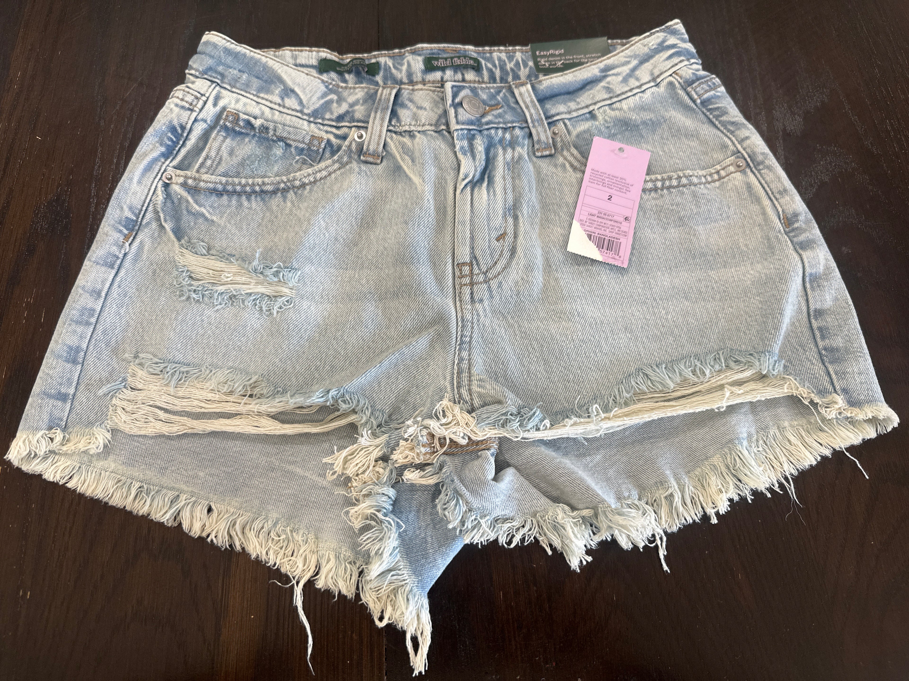Wild Fable Women's Mid Rise Distressed Denim Shorts Light Wash