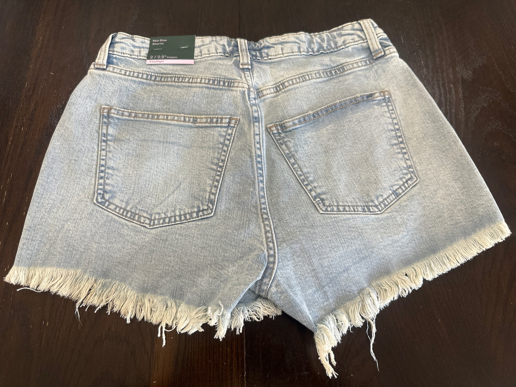 Wild Fable Women's Mid Rise Distressed Denim Shorts Light Wash