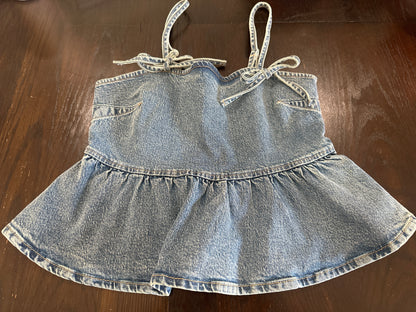 Wild Fable Women's Denim Peplum Tank Top Light Wash Tie Strap