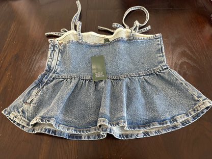 Wild Fable Women's Denim Peplum Tank Top Light Wash Tie Strap