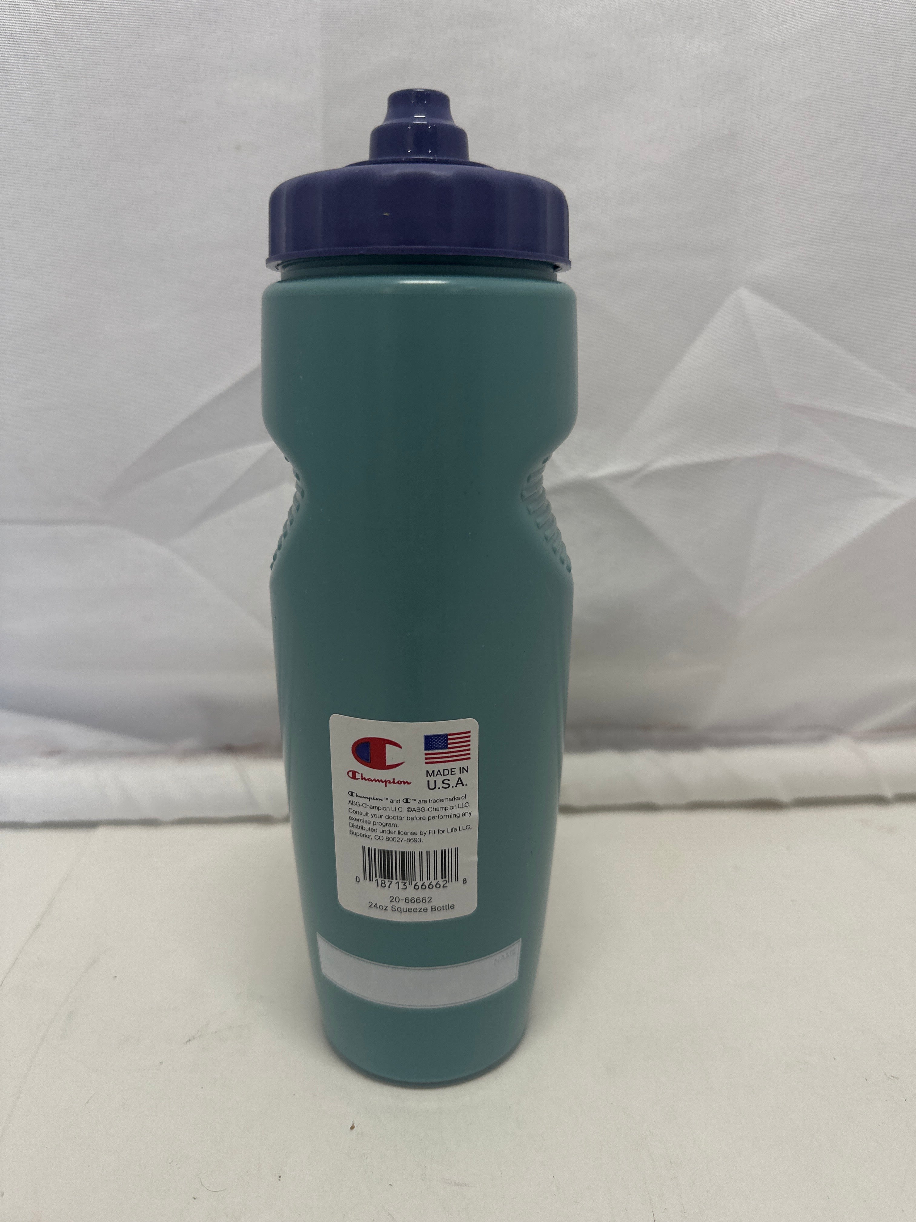 Champion Squeeze Water Bottle Teal with Blue Cap Sports Drink Bottle