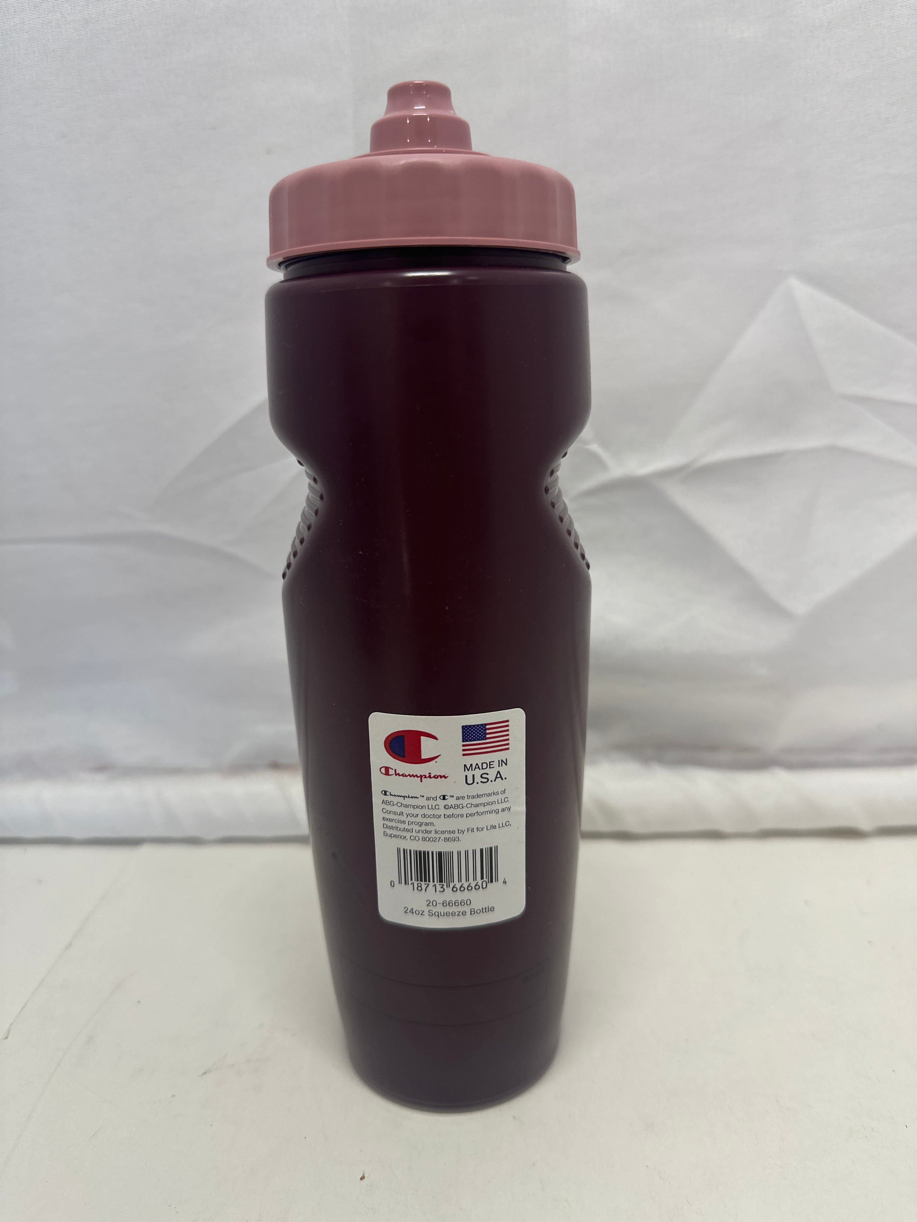 Champion Squeeze Water Bottle Maroon with Pink Cap Sports Drink Bottle