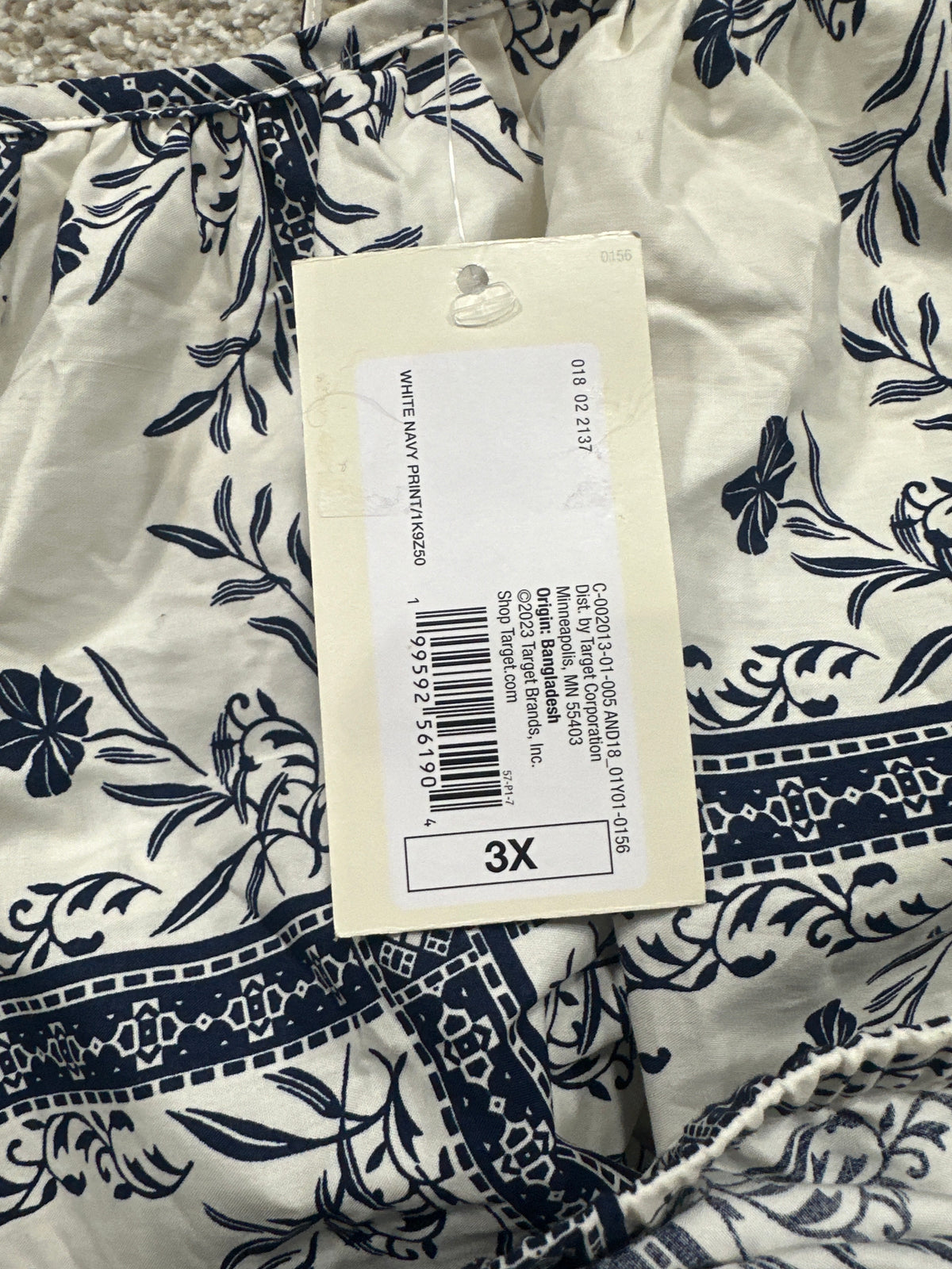 A New Day white navy floral print blouse view 5