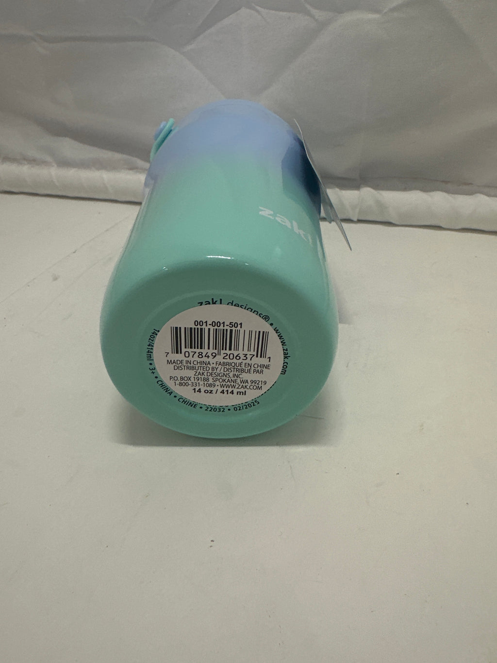 Zak! Everyday Smiles Leak-Proof Vacuum Insulated Water Bottle 14oz Blue & Mint Gradient