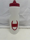 Champion Squeeze Water Bottle White with Red Cap Sports Drink Bottle