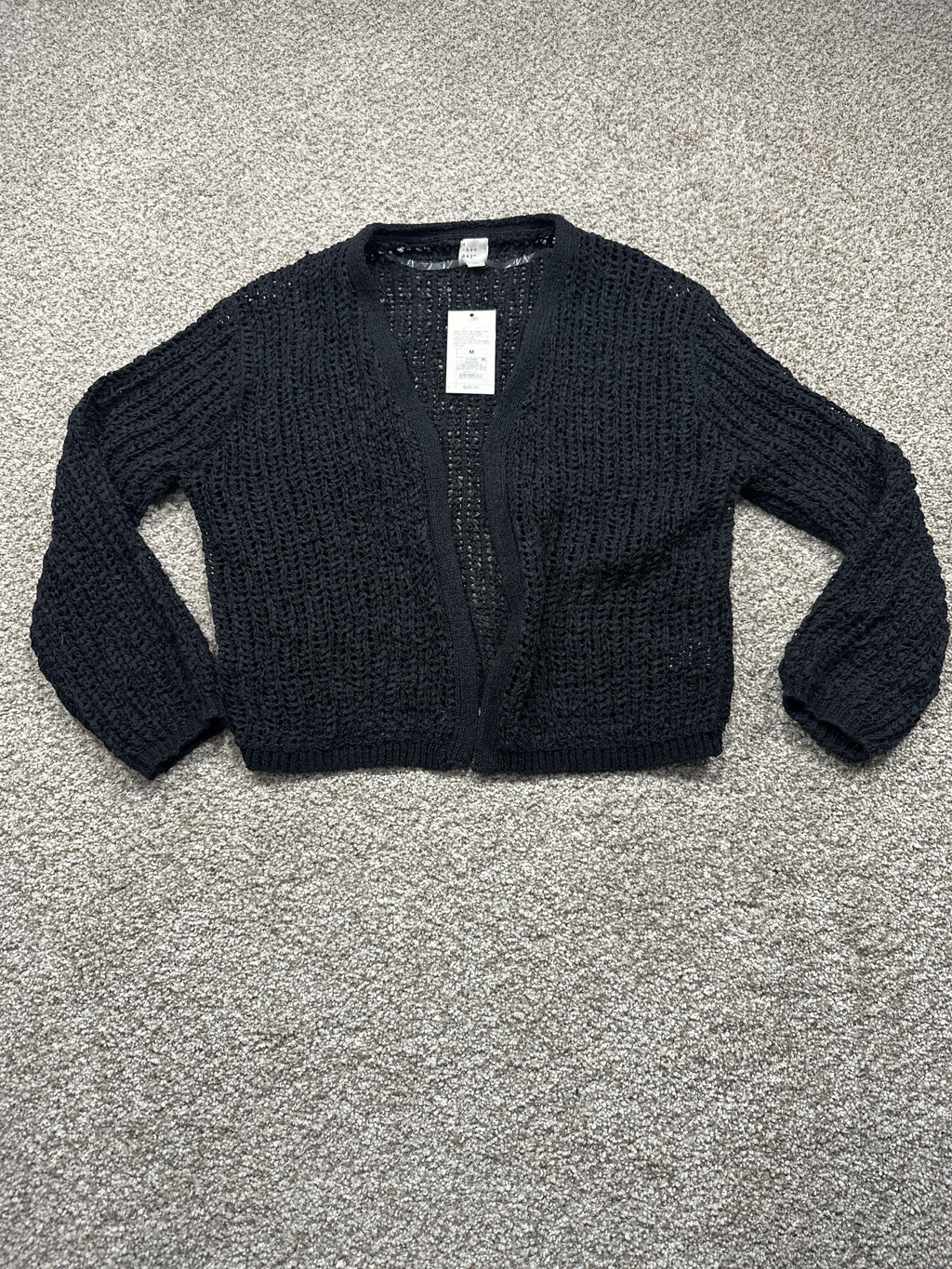 A New Day black open knit crochet cardigan, medium