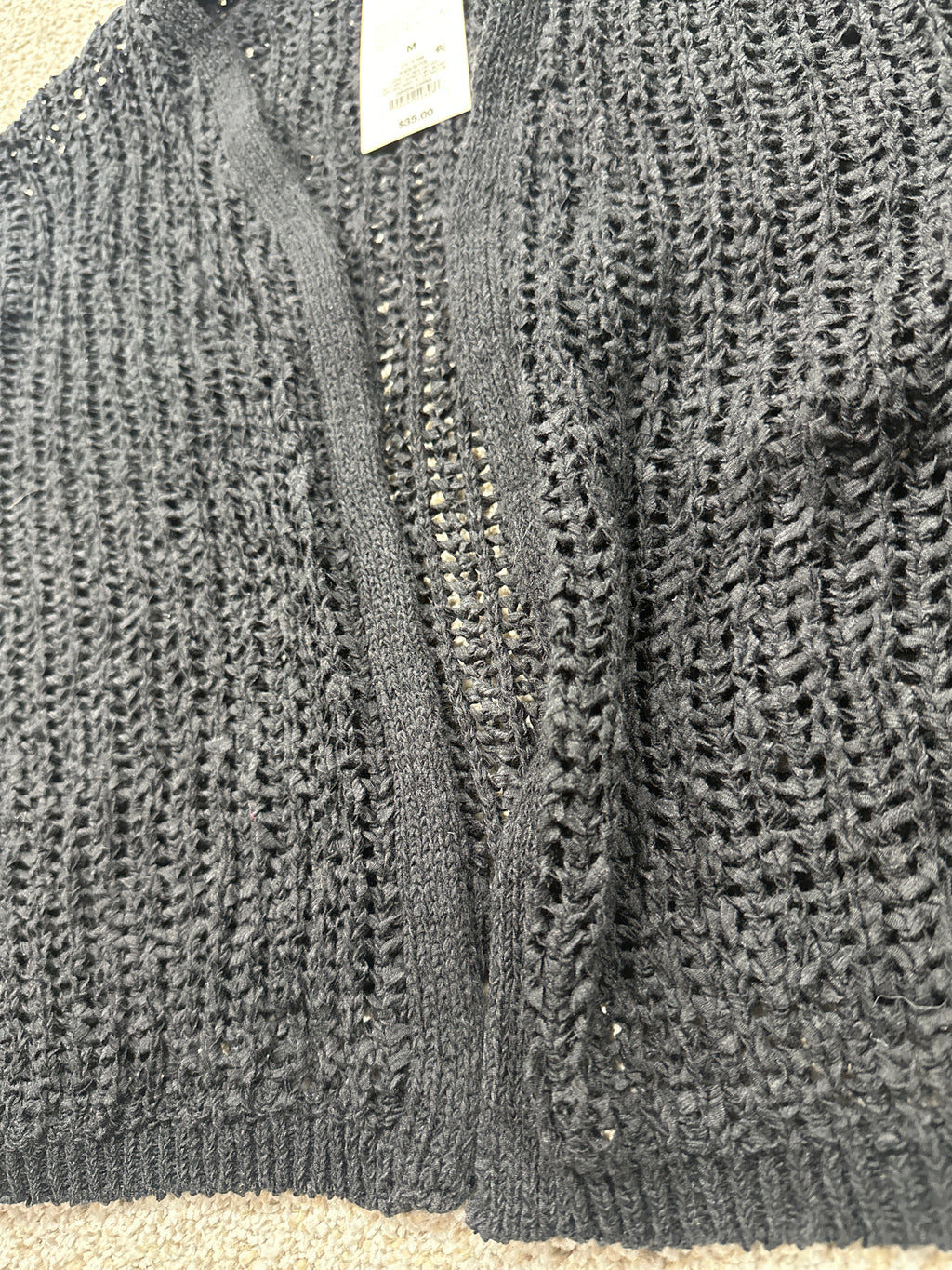 A New Day black open knit crochet cardigan, medium