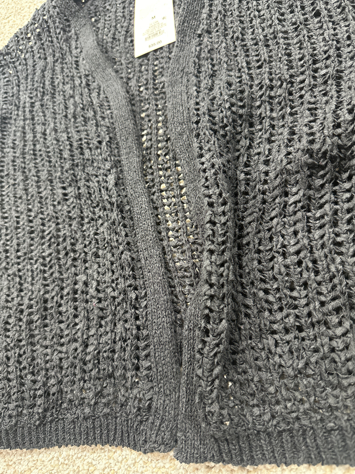 A New Day black open knit crochet cardigan, medium