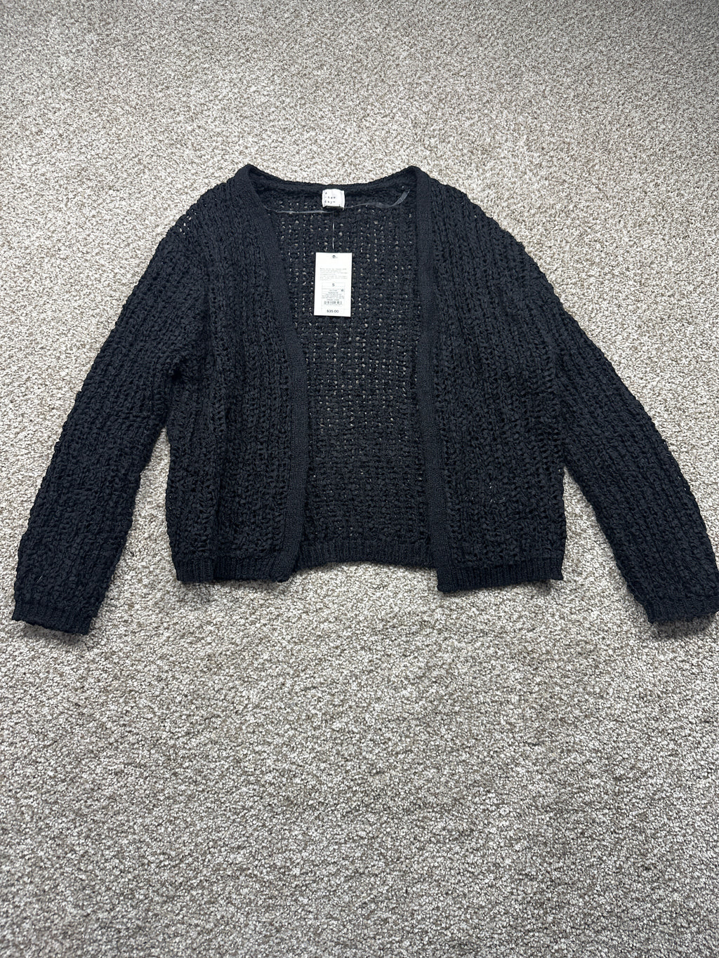 A New Day black long sleeve tape yarn open cardigan, small