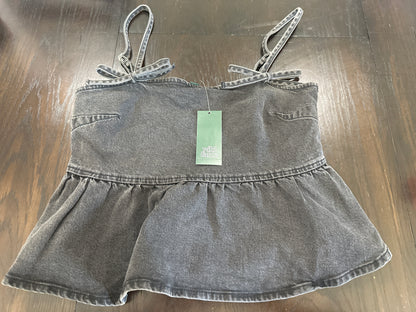 Wild Fable Washed Black Ruffle Hem Cami Top