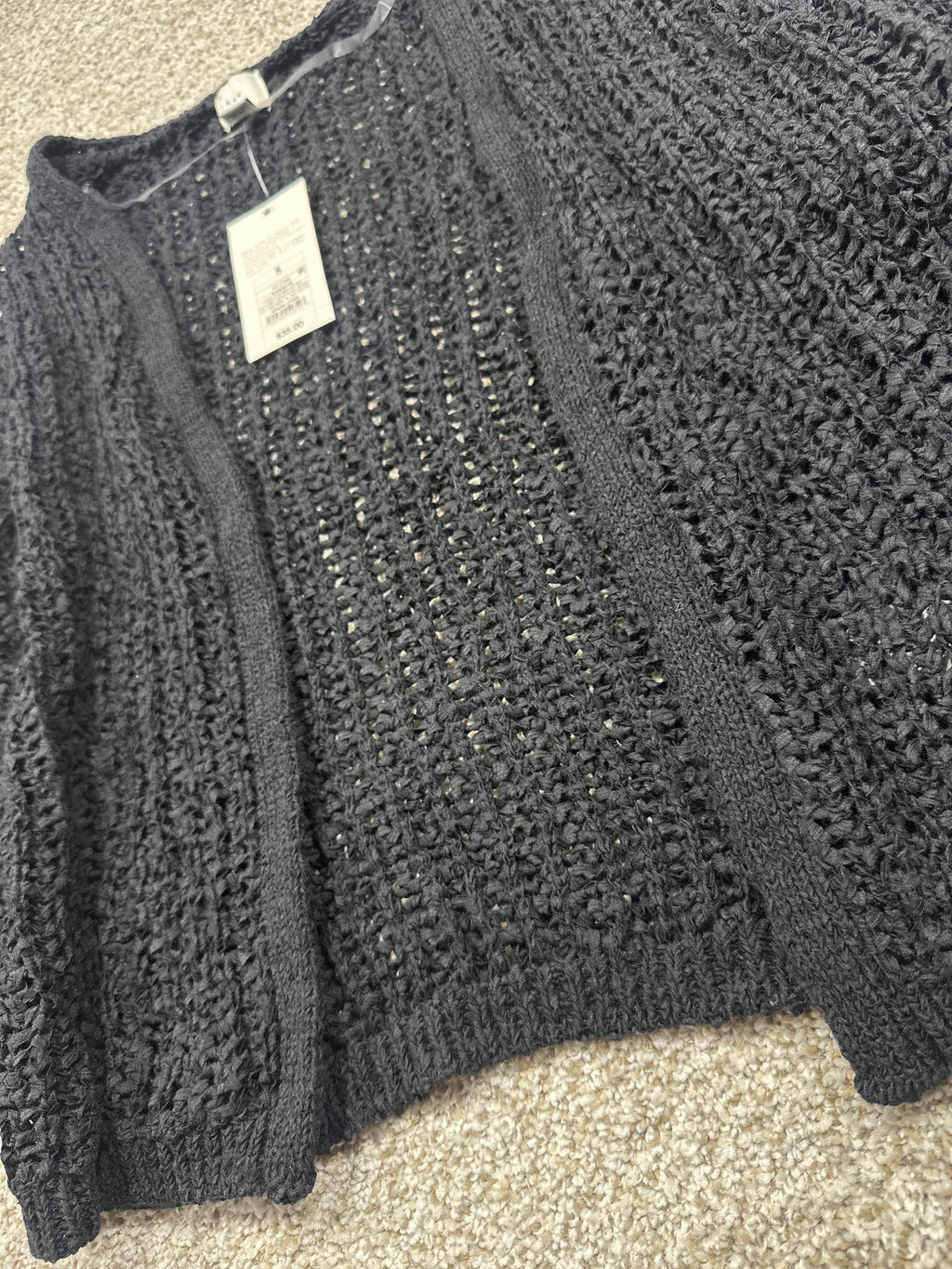 A New Day black long sleeve tape yarn open cardigan, small