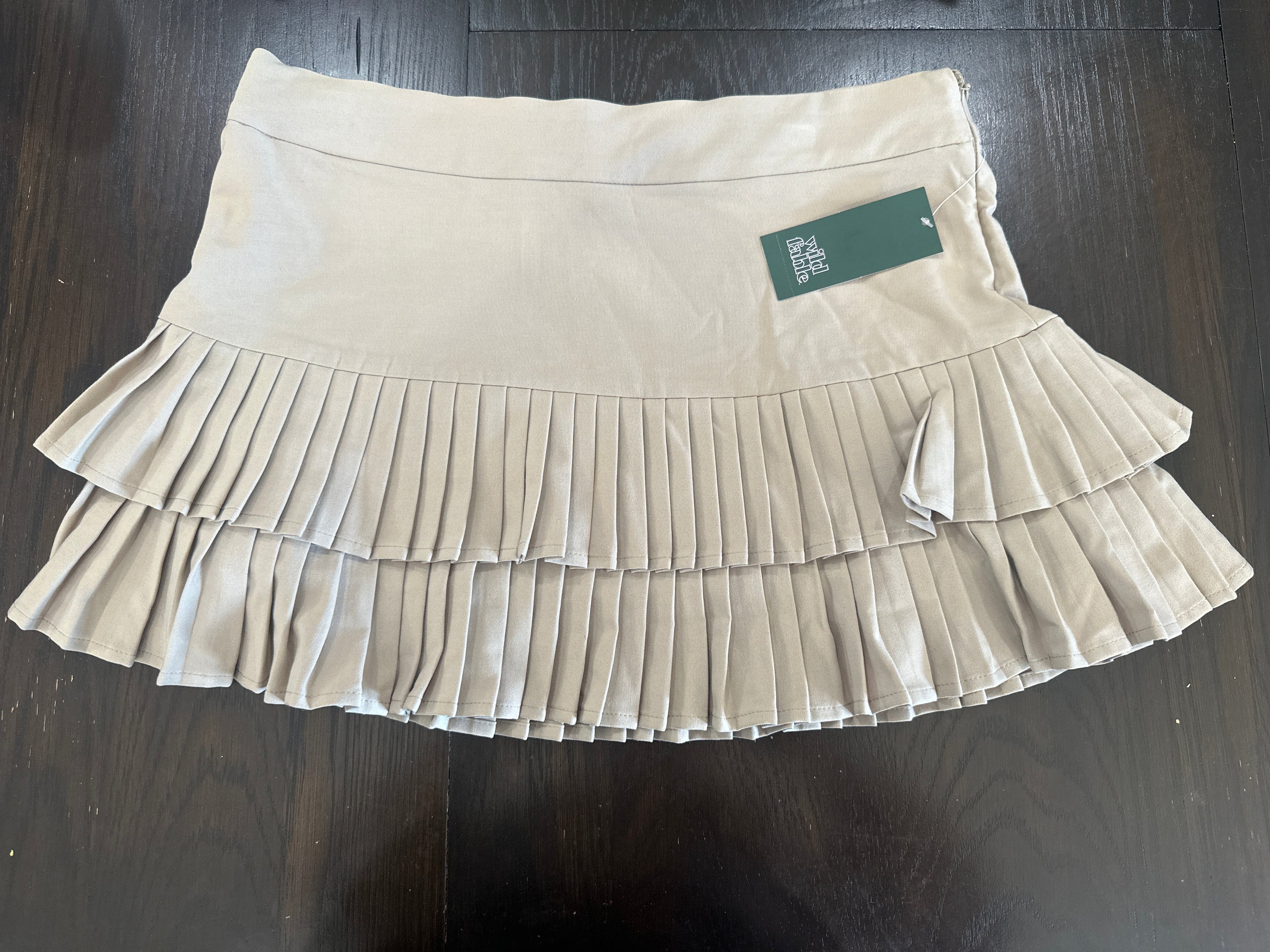 Wild Fable Pleated Tiered Mini Skirt – Taupe Ruffle Skirt