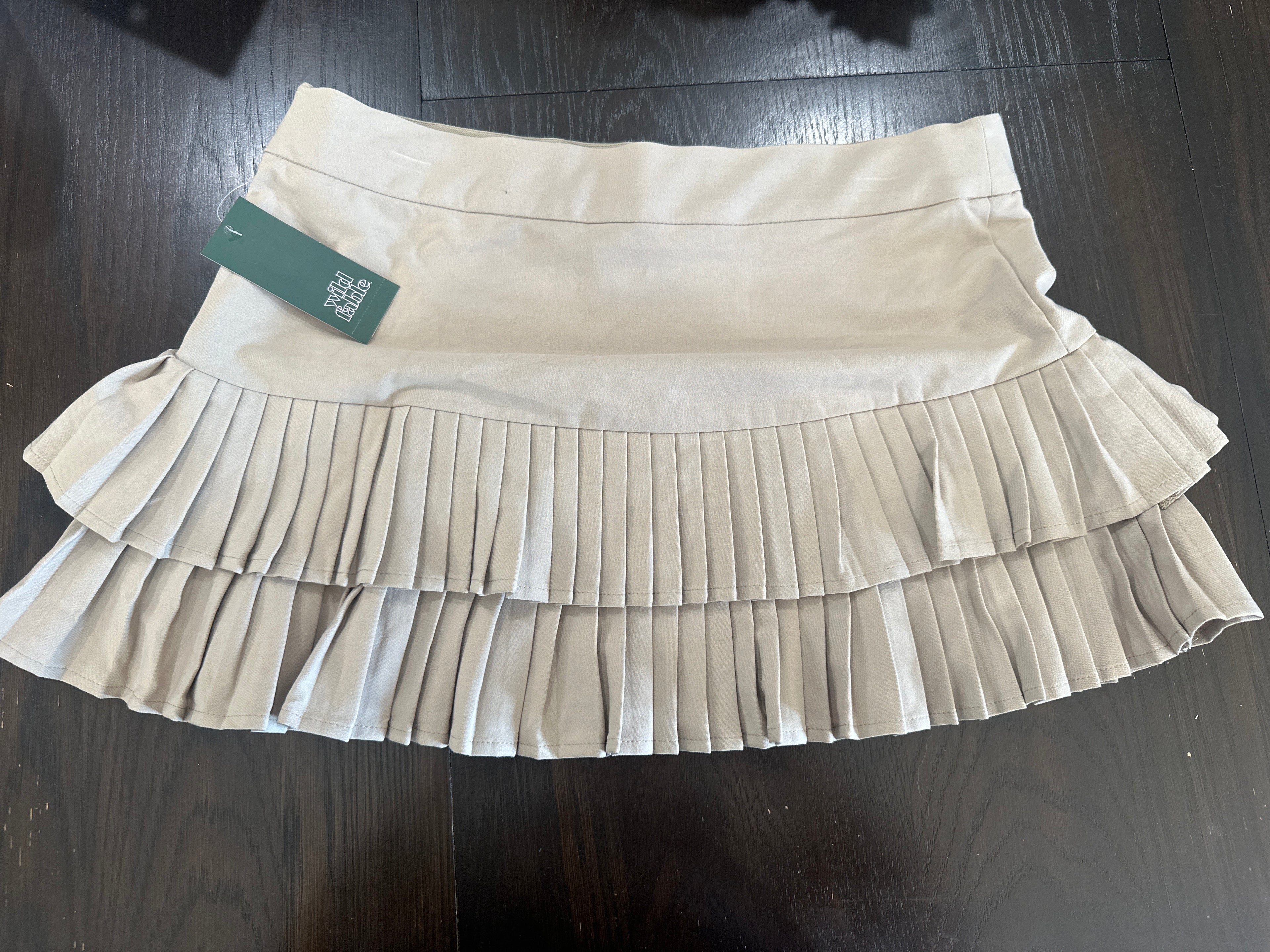 Wild Fable Pleated Tiered Mini Skirt – Taupe Ruffle Skirt