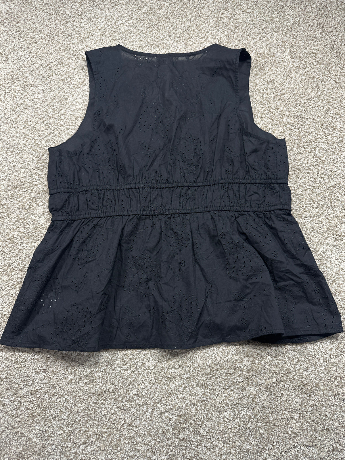 A New Day black eyelet tie front peplum top, view 3
