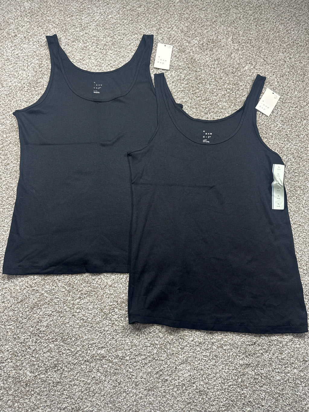 Two-pack A New Day black ribbed tank tops, large