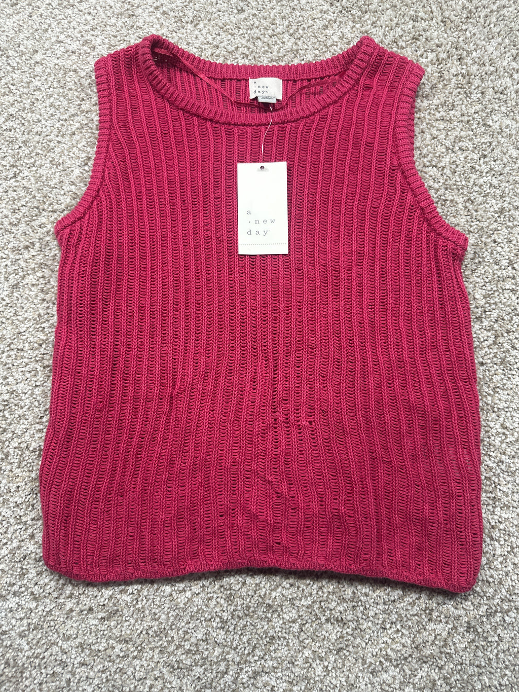 A New Day red ribbed sweater tank view 1
