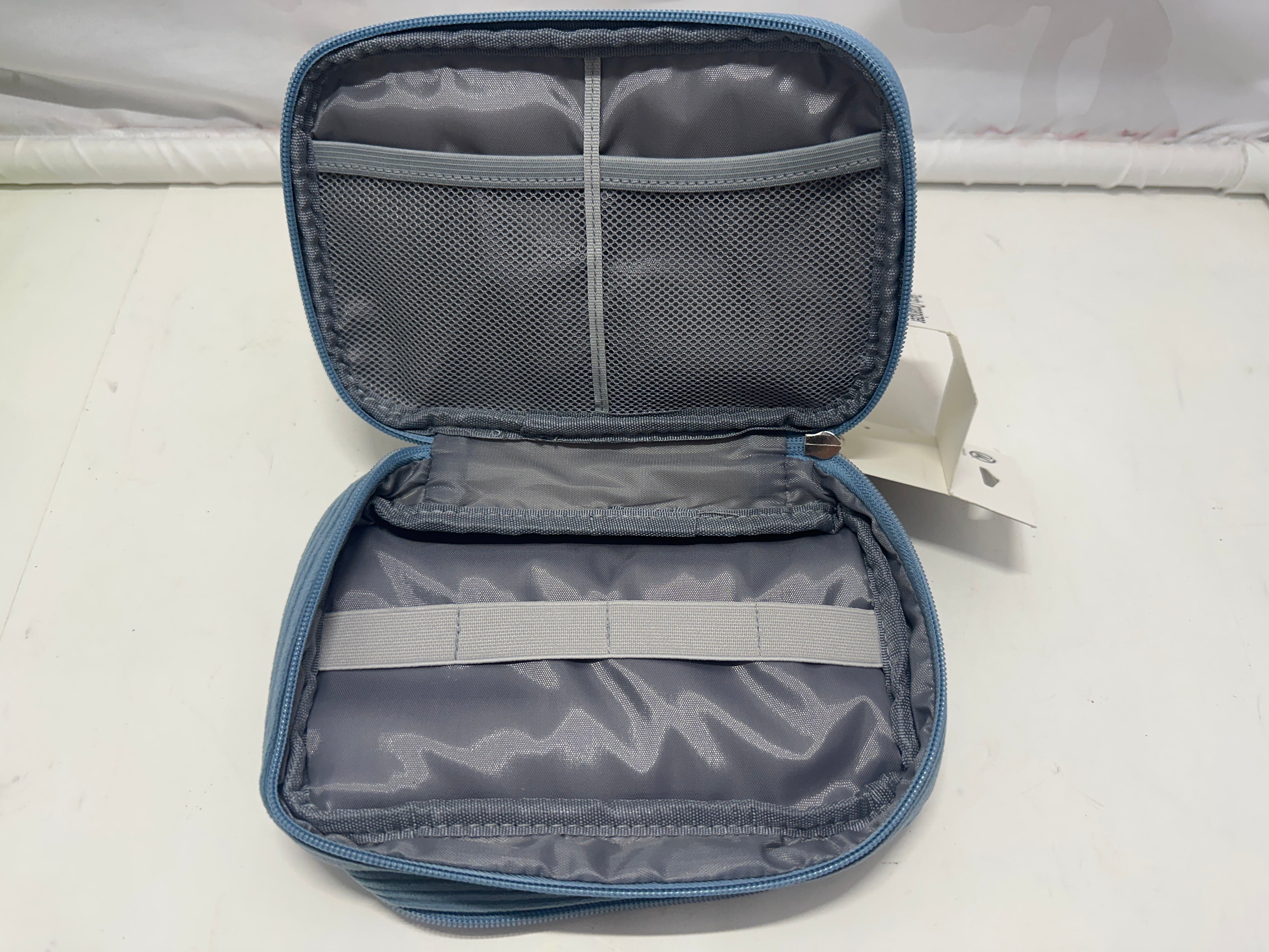 U Brands Tech Organizer Case Blue Corduroy Travel Cable Accessory Storage