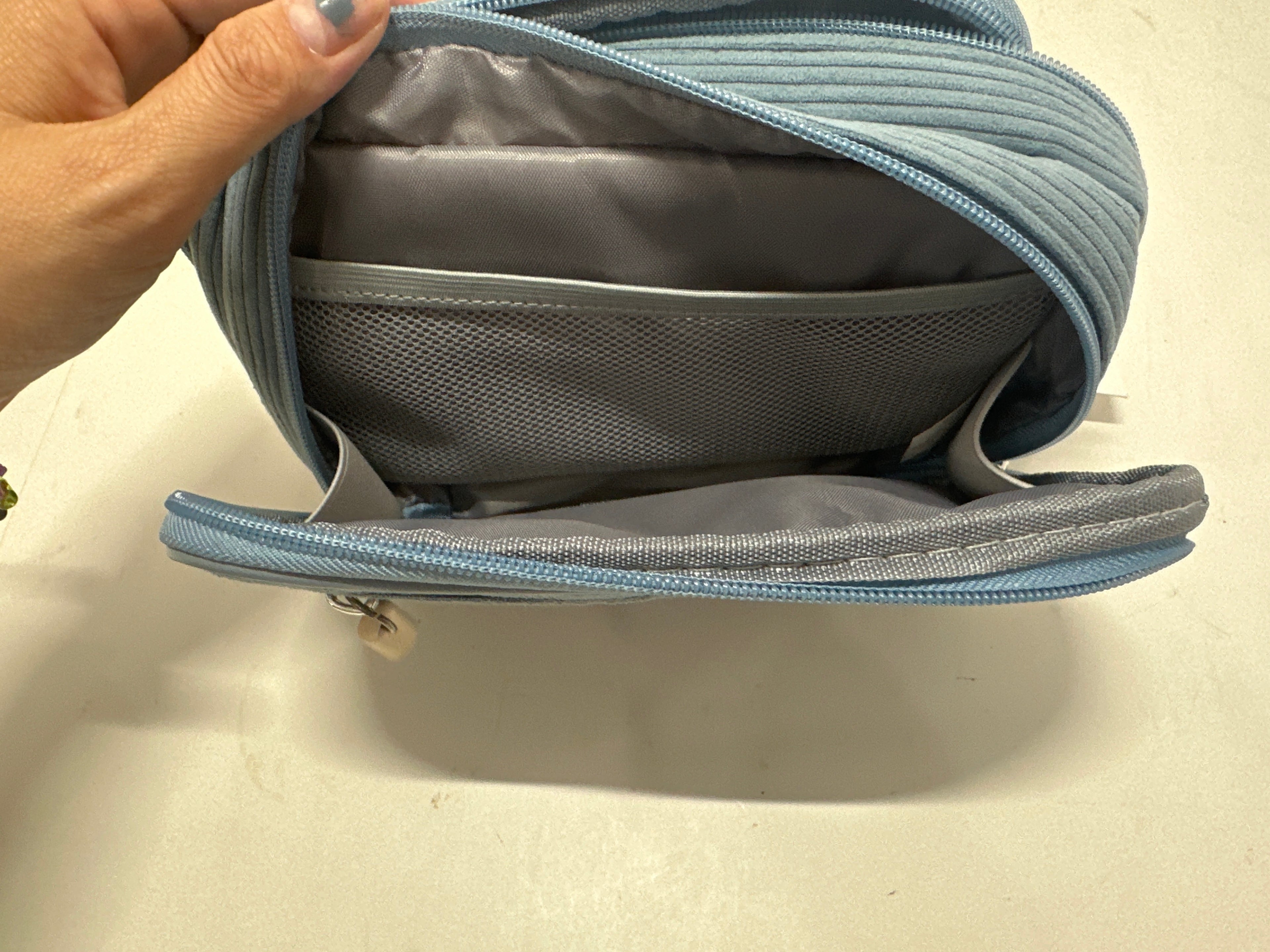 U Brands Tech Organizer Case Blue Corduroy Travel Cable Accessory Storage