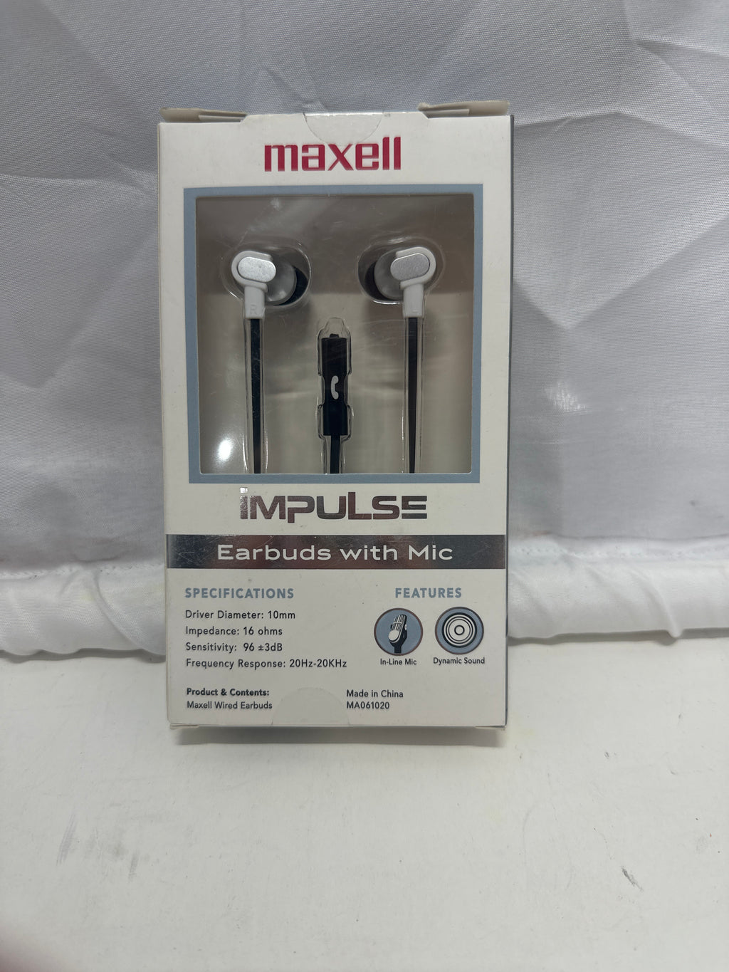 Maxell Impulse Earbuds with Mic – Wired In-Ear Headphones