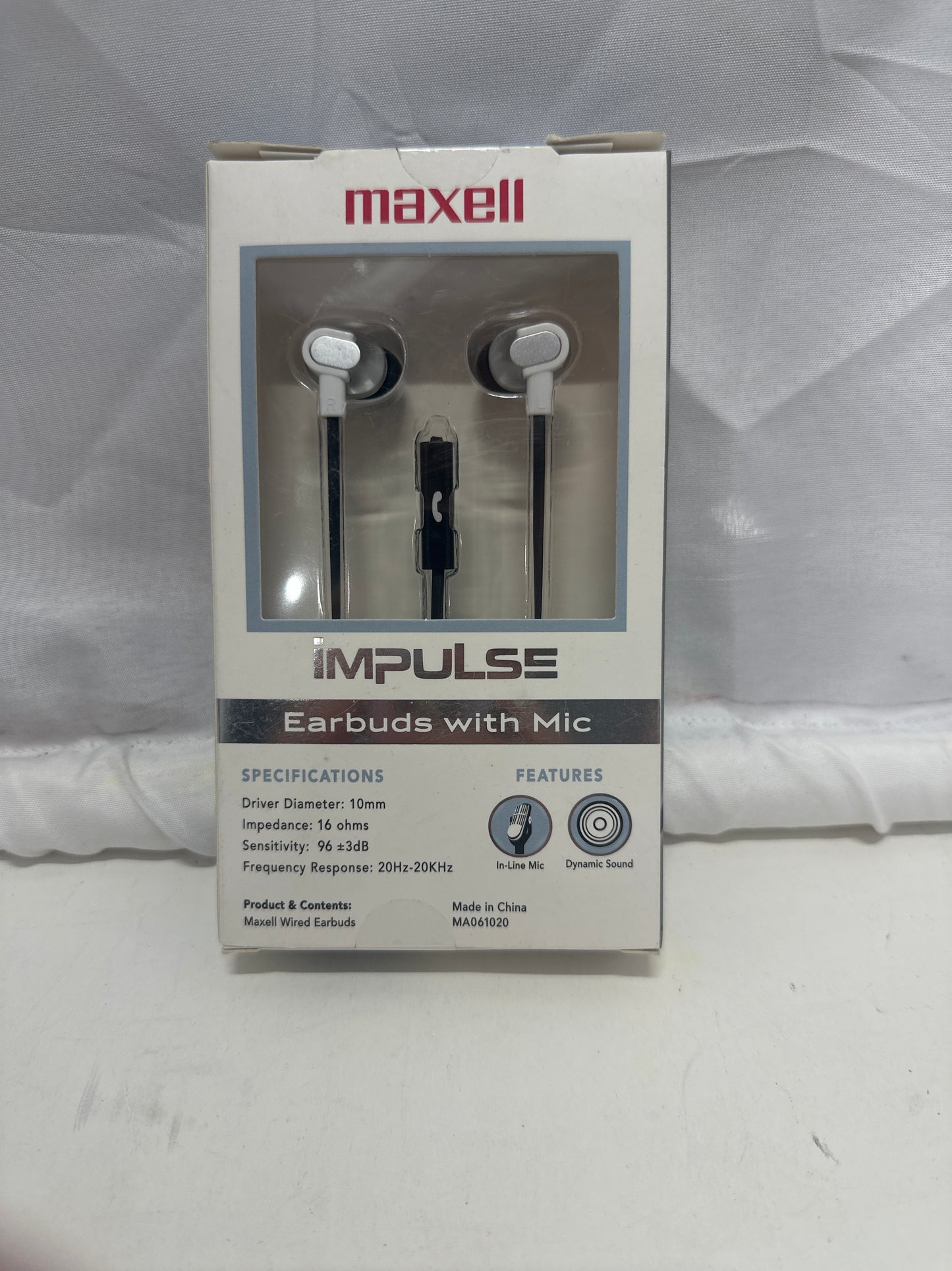 Maxell Impulse Earbuds with Mic – Wired In-Ear Headphones
