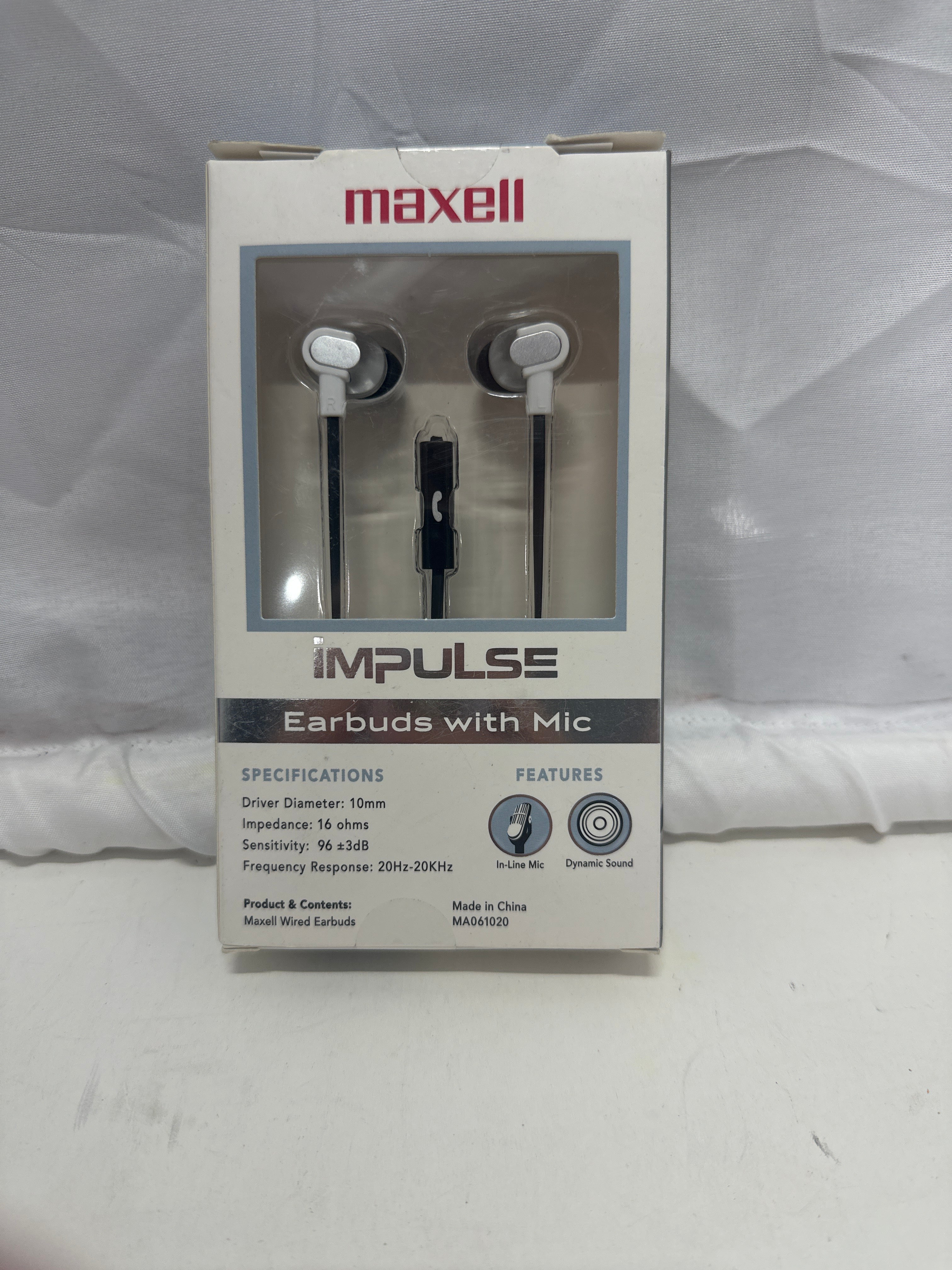 Maxell Impulse Earbuds with Mic – Wired In-Ear Headphones