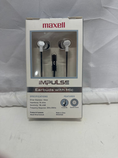 Maxell Impulse Earbuds with Mic – Wired In-Ear Headphones
